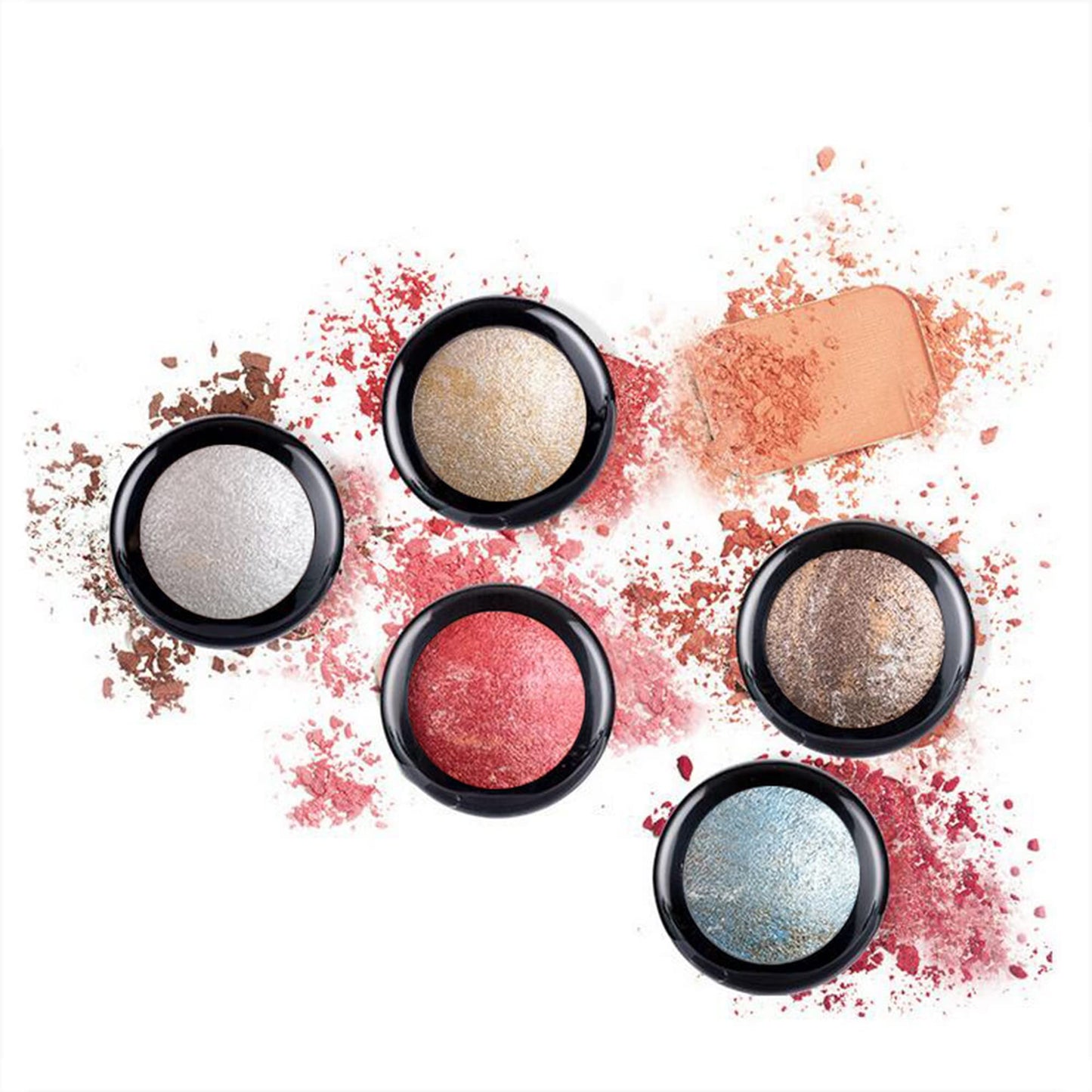 Mallofusa Single Baked Eye Shadow Palette Shimmer Metallic Eyeshadow Powder Makeup in 15 Colors (Madrid Golden)