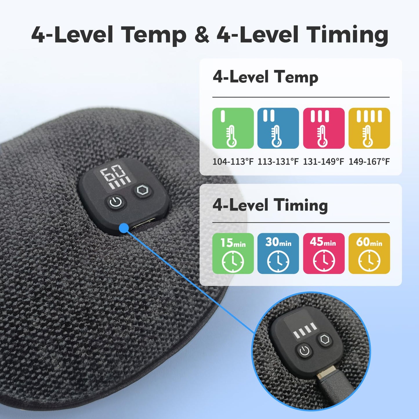 Telepepe Heated Eye Mask for Dry Eyes, Cordless Warm Eye Compress, 4 Heat Levels, 4-Level Timing, 1000mAh Rechargeable, Blepharitis, Styes, Washable Cover, Travel, Gifts for Family(Black)