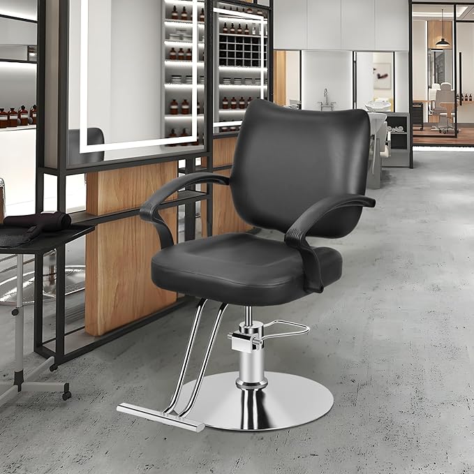Salon Barber Chair Hair Salon Chair with Heavy Duty Hydraulic Pump, 360 Degrees Rolling Swivel Hair Stylist Chair, Beauty Chairs Equipment, Max Load Weight 330 Lbs Black
