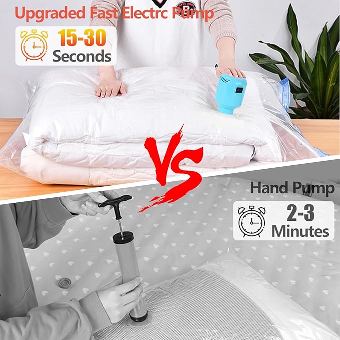 Morecoo Vacuum Seal Bags for Clothing, 8 Pack Vacuum Storage Bags (4 Jumbo/4 Large) with Electric Pump, Packing Cubes Compression Space Saver for Comforters, Blankets - Travel Essentials