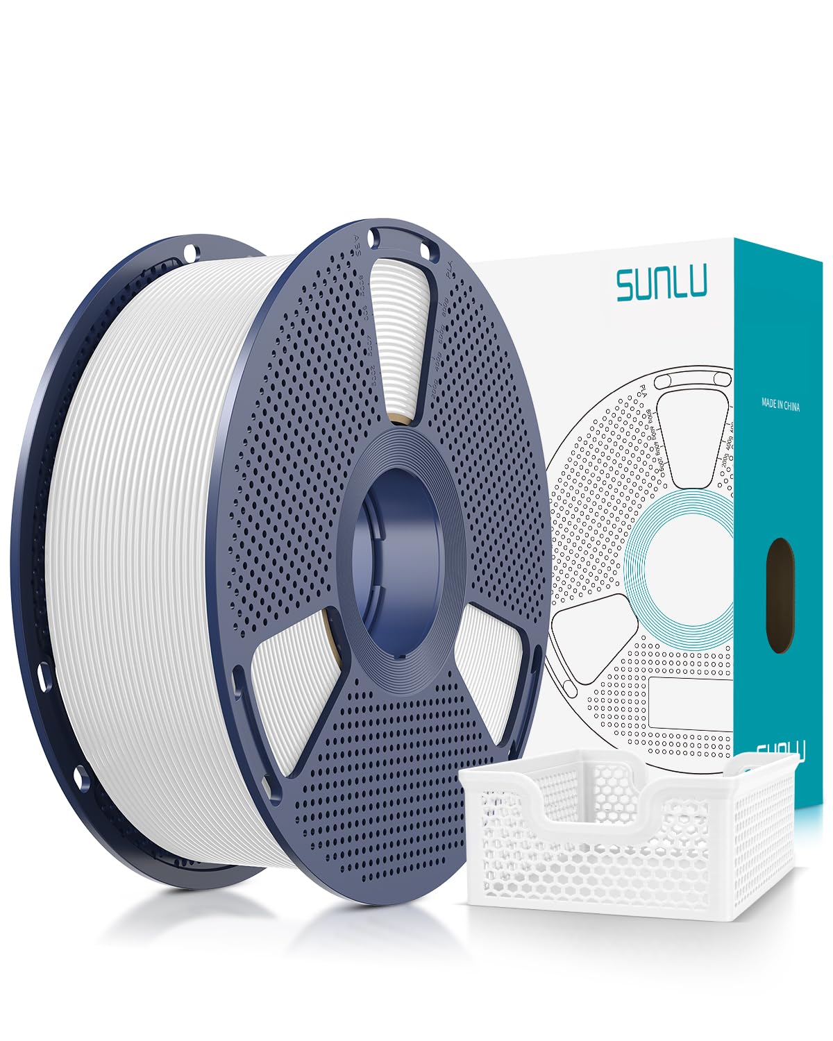 SUNLU Upgrade PLA+2.0 3D Printer Filament, High Speed PLA Plus Filament 1.75mm, 30mm/s - 600mm/s Print Range, Tougher and Stronger, Dimensional Accuracy +/-0.02mm, 1KG Spool(2.2lbs), White