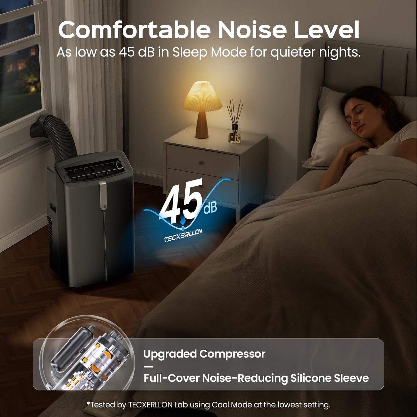 TECXERLLON 16000 BTU Portable Air Conditioners with App Control, Cools Up to 850 Sq.Ft, 4-in-1 Smart Portable AC Unit with Cooling, Dehumidifier, Fan & Sleep Mode, Self-Evaporating for Home & Office