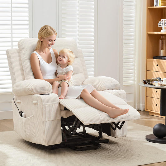 Power Lift Recliner Chair for Elderly with Massage & Heat,Oversized Electric Recliners,Home Theater Seat with 2 Cup Holders Side, Electric Glider Reclining Single Sofa Chair for Living Room