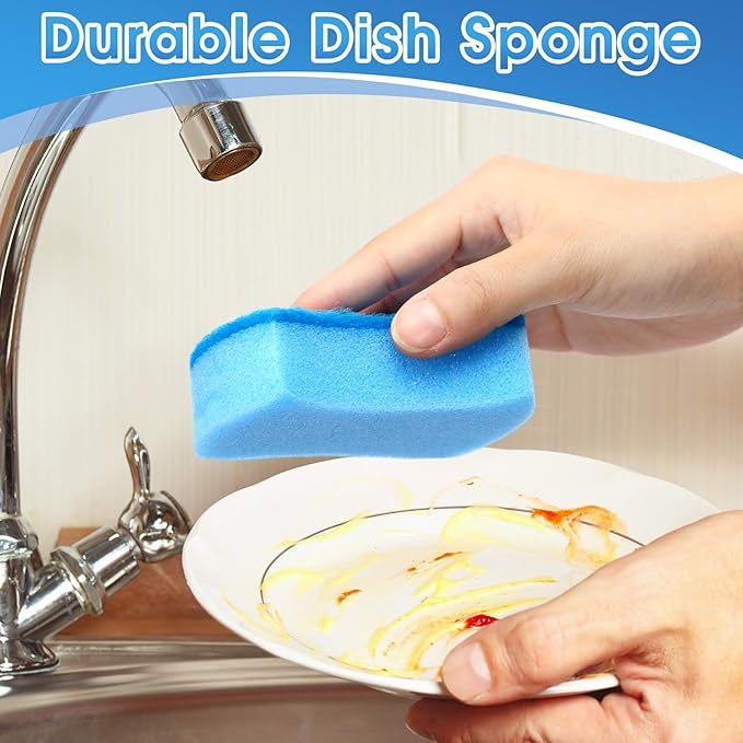 Tioncy 120 Pcs Individually Wrapped Non-Scratch Scrub Sponges Bulk Dual-Sided Dishwashing Sponge Dish Scrubber for Kitchen, Restaurant, Washing Dishes, Home Cleaning, Pots, Pans, Car, Bike