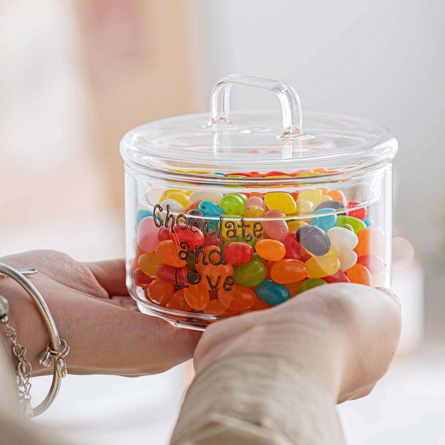 Glass Candy Dish with Lid Covered Candy Bowl Decorative Cookie Jar Clear Salad Bowl Buffet Storage Container for Home Kitchen Coffee Table Office Desk and Party Wedding