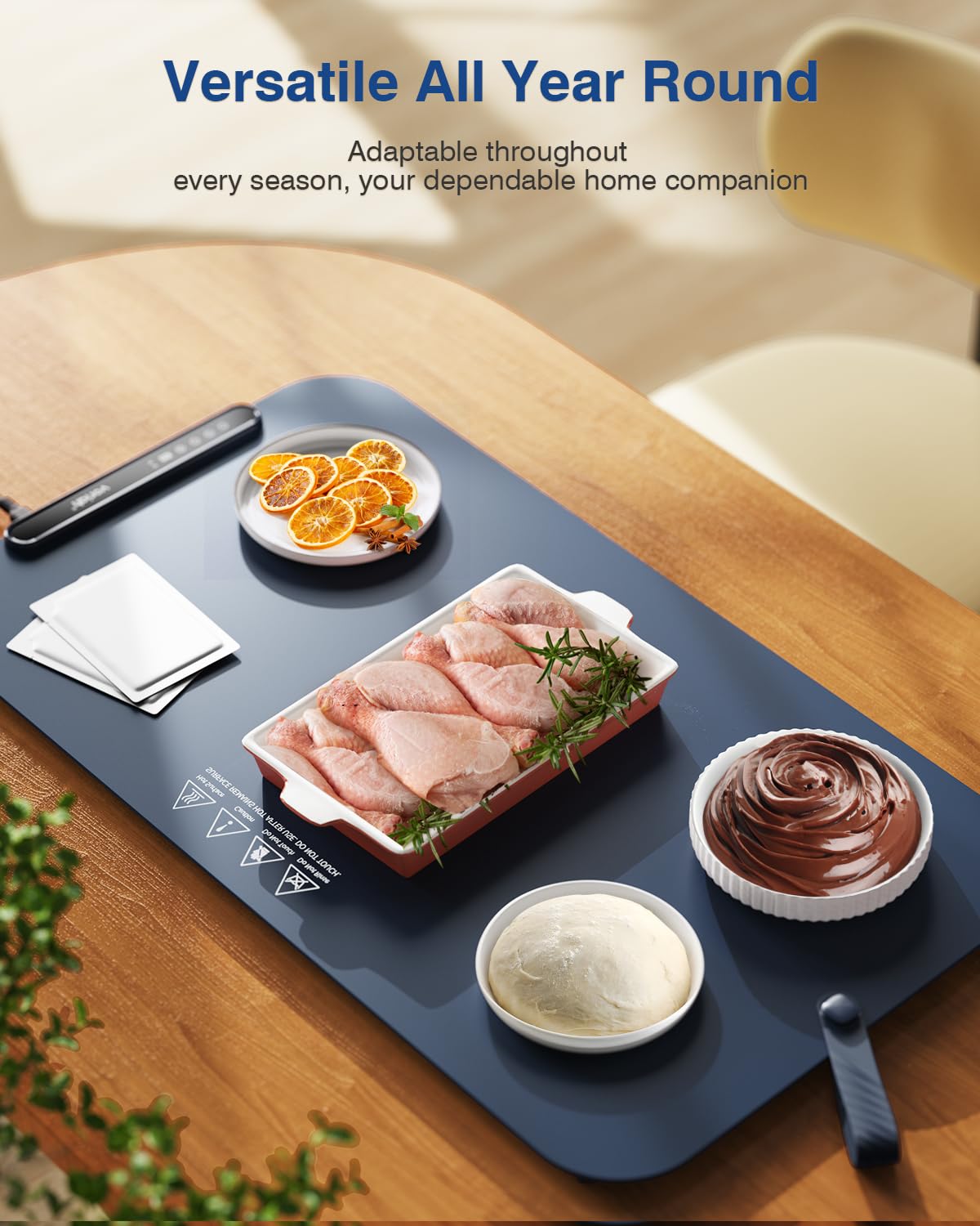Voriah Warming Mat for Food,27.5x15.7'' Large Electric Warming Tray,7 Temp Levels,99H Continuous Heat,℉/℃ Switch,Patented Heating Design,Versatile Food Warmer for Buffet,Parties,Family Meals,Daily Use