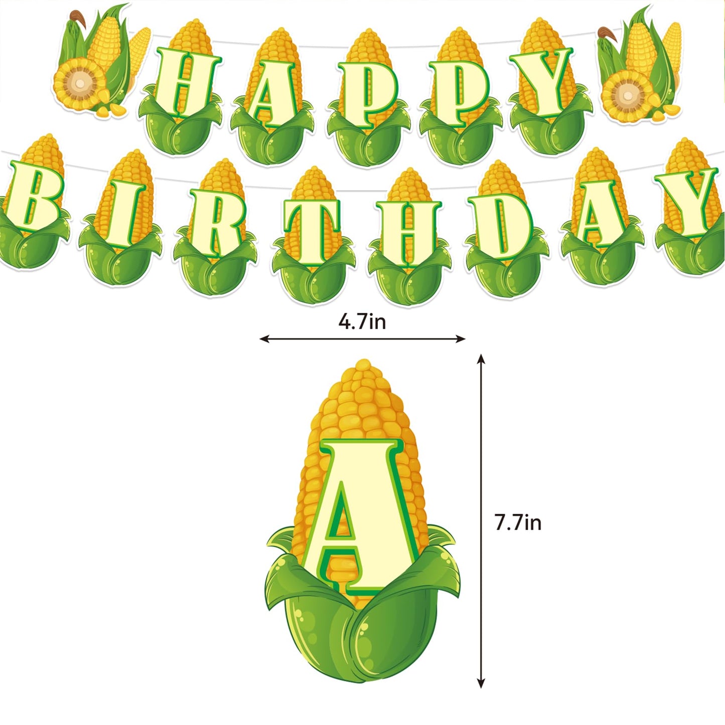 Corn Party Decorations Vegetable Birthday Supplies - Happy Birthday Banner, Cake Topper, Cupcake Toppers, Balloons for Baby Shower, Wedding - Vegetable Party Decorations