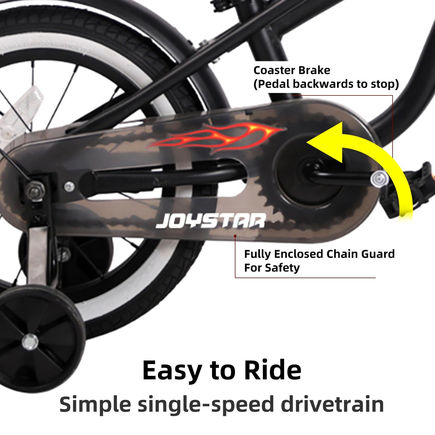 JOYSTAR 14 Inch Kids Bike with Training Wheels for Ages 3-5 Years Old Girls Boys Bike Toddler Bike Beach Cruiser Kids Bicycle Black