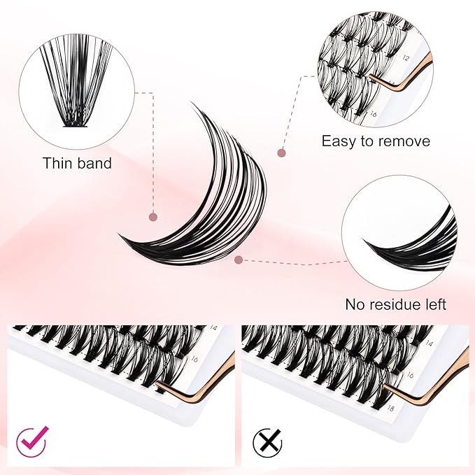 Individual Lashes 300pcs 20D+40D+50D Mixed Lash Clusters D Curl Cluster Lashes Natural Look Lash Clusters Extensions Cluster Lashes DIY Eyelash Extension Supplies (20D/40D/50D-0.07D, 10-18mm)