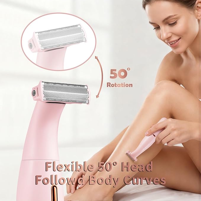 Bikini Trimmer for Women, IPX7 Waterproof Electric Razors for Women Full-Body, Rechargeable Painless Electric Shaver for Private Area, Cordless Epilator for Facial Hair Removal