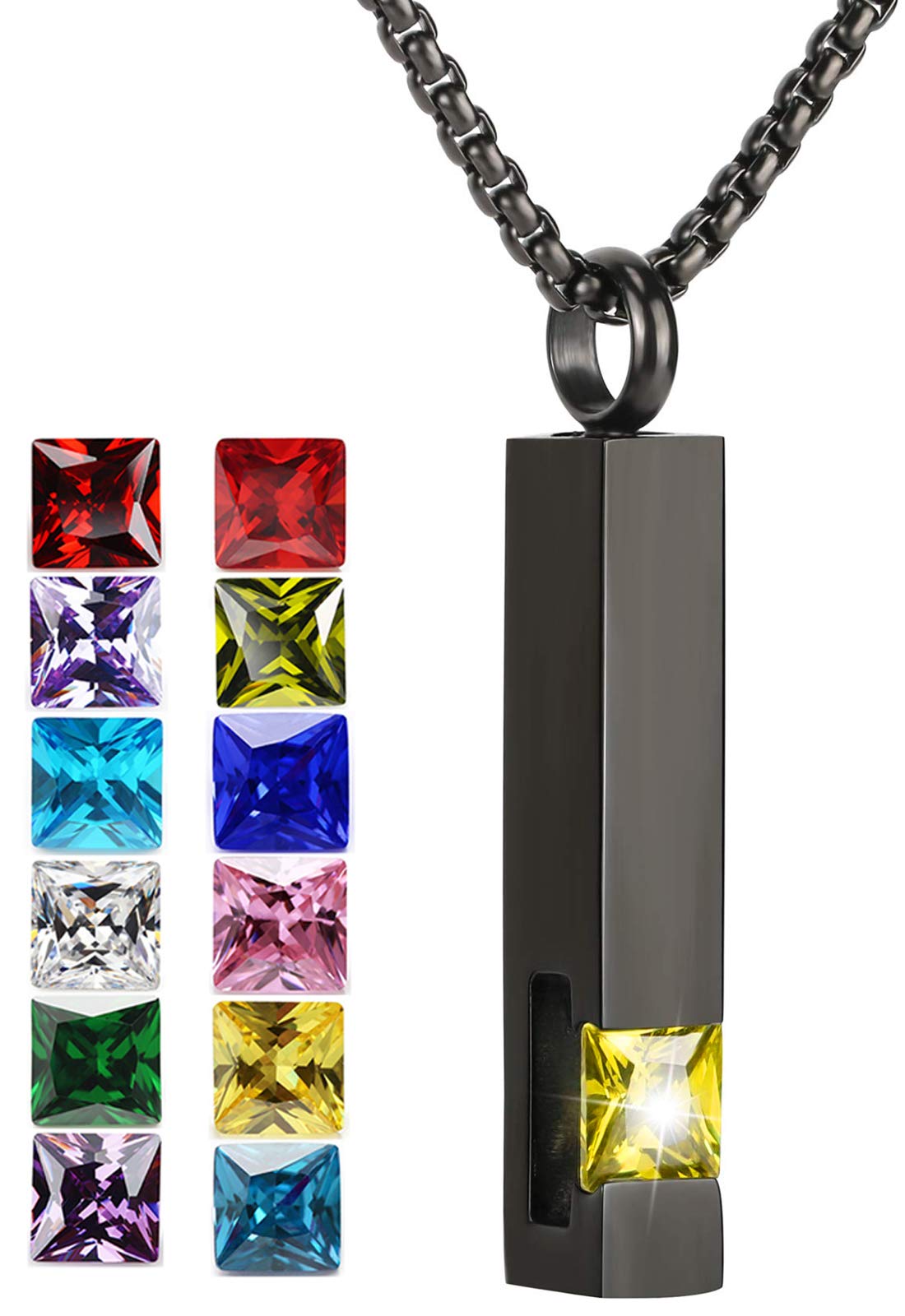 YOUFENG Urn Necklaces for Ashes Birthstone Cube Urns for Human Ashes Memorial Cremation Urn Locket Keepsake Ashes Jewelry (Novem