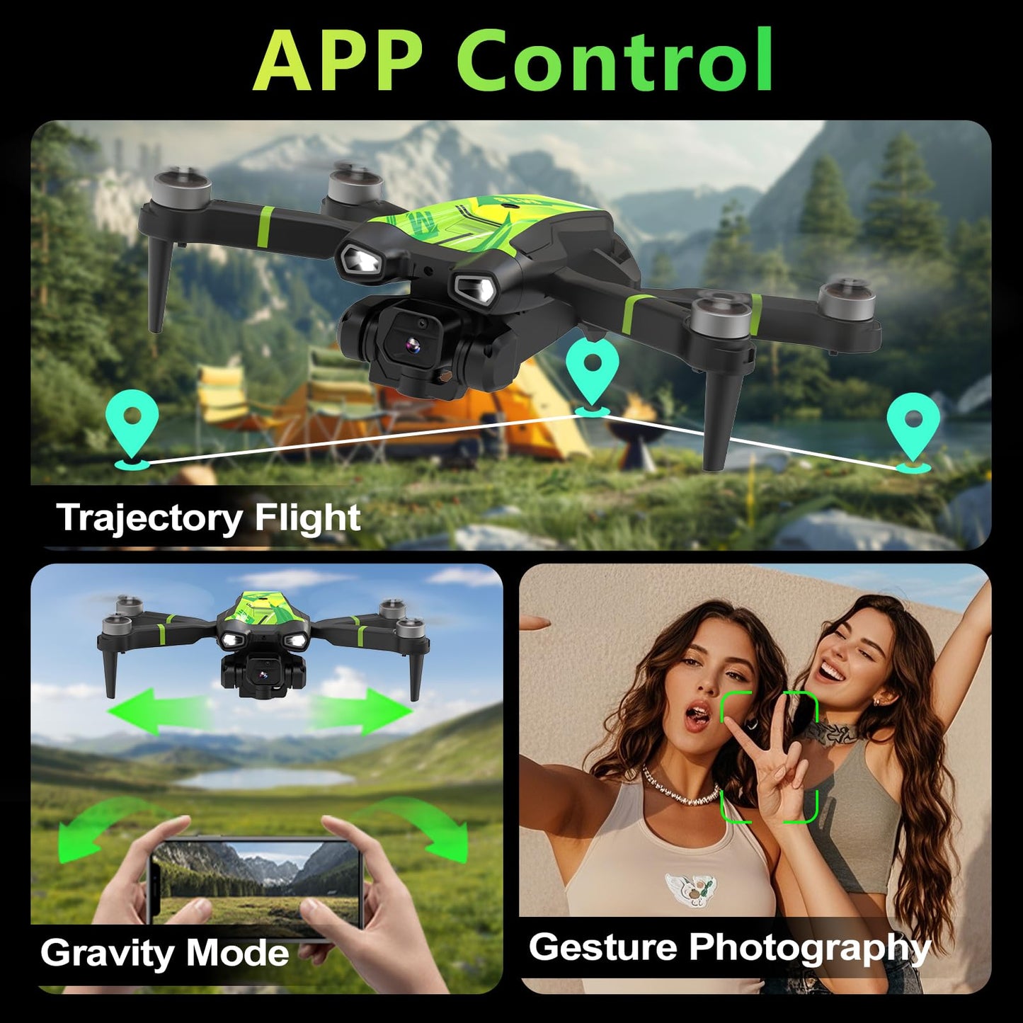 Morlyrctooy M18 1080P Mini Drone with Brushless Motor Foldable RC Quadcopter for Adults Optical Flow Positioning Headless Mode