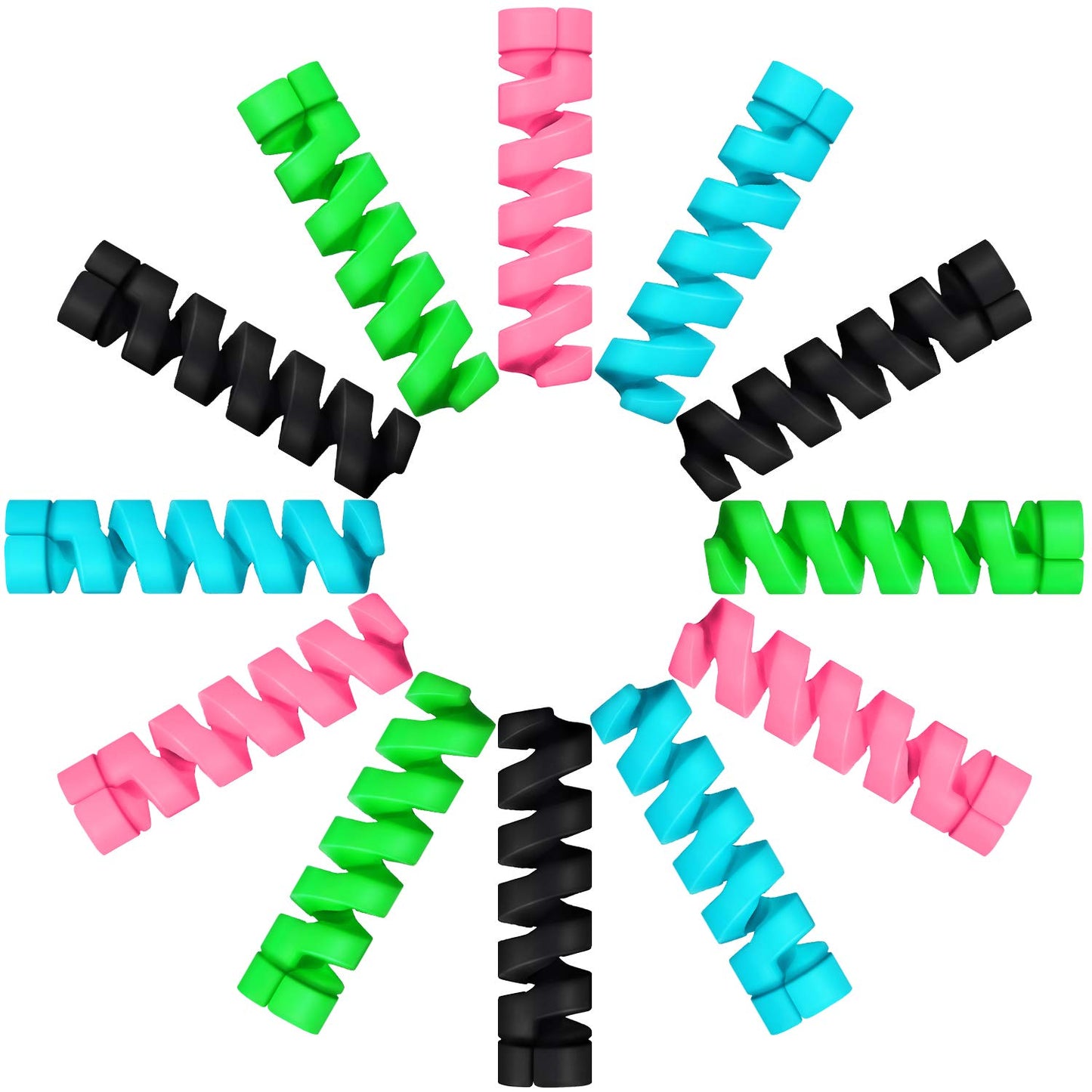 Jetec 24 Pcs Charger Cable Protector,Silicone Flexible Cable Saver,Spiral Usb Mouse Wire Protector For Headphone Laptop Earphone
