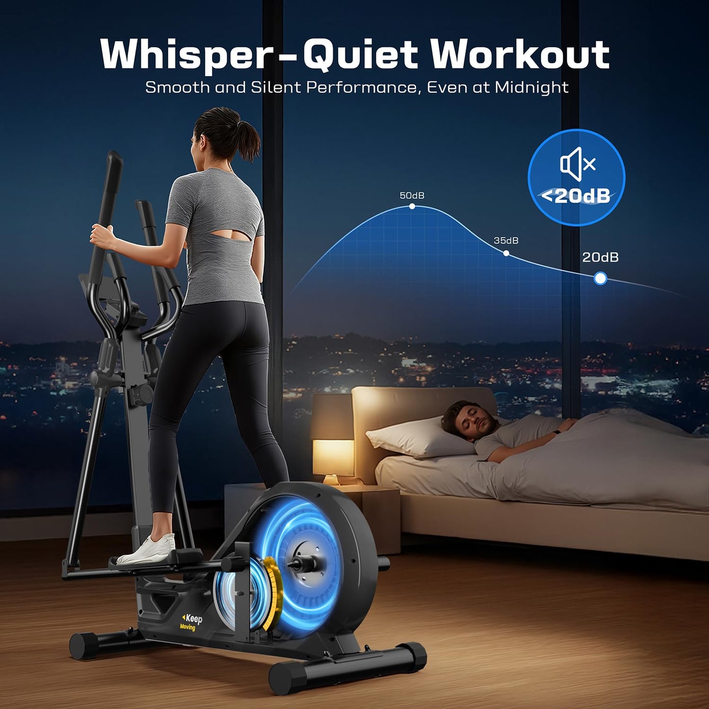 OWLSKY Elliptical Exercise Machine with APP, Elliptical Machine for Home with Hyper-Quiet Magnetic Driving System, 16 Resistance Levels,LCD Monitor,300LBS