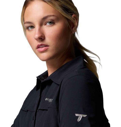Columbia Women's Summit Valley Woven Long Sleeve Shirt, Black, Large