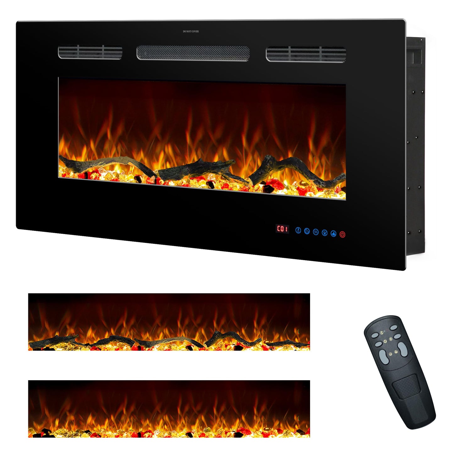 Rodalflame 30 Inches Electric Fireplace Inserts, Recessed And Wall Mounted Fireplace Heater For Indoor Use With Remote Control,