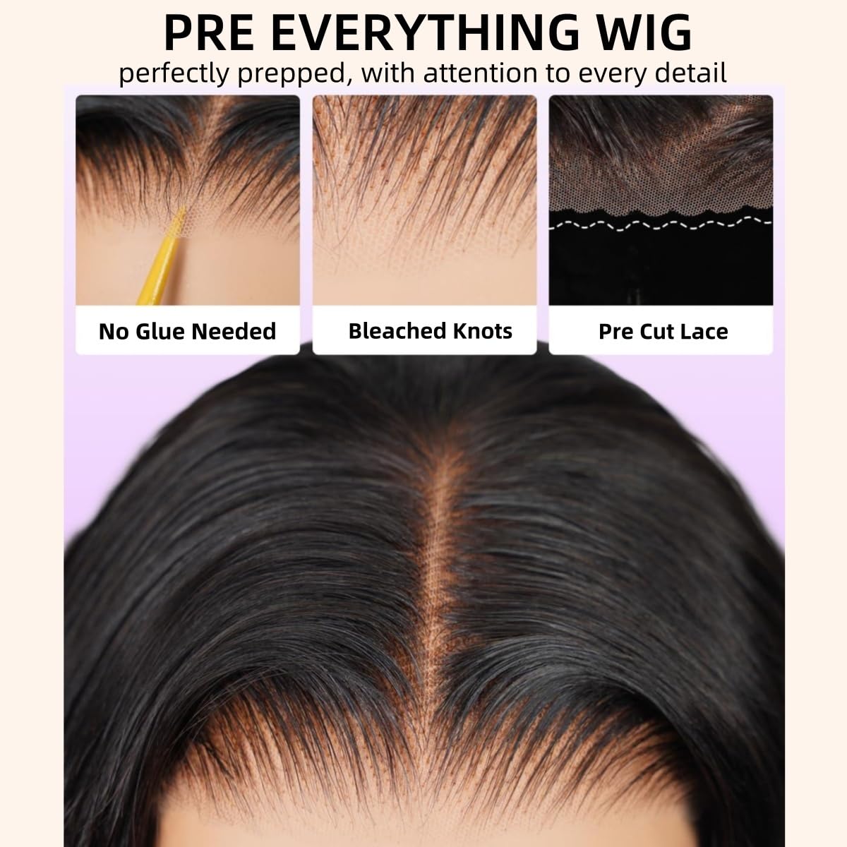 13x6 Glueless Wigs Invisible Strap Snug Fit Ready to Wear SKINLIKE HD Lace Front Wigs Human Hair 220 Density Pre Plucked Pre Cut