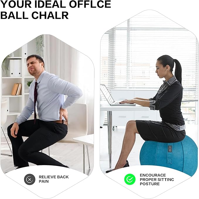 ANC POP Yoga Ball Exercise Ball, Anti Slip Stability Ball Chair, 25” Heavy Duty Large Gym Ball for Fitness, Balance and Core Workout with Cover, Easy Clean