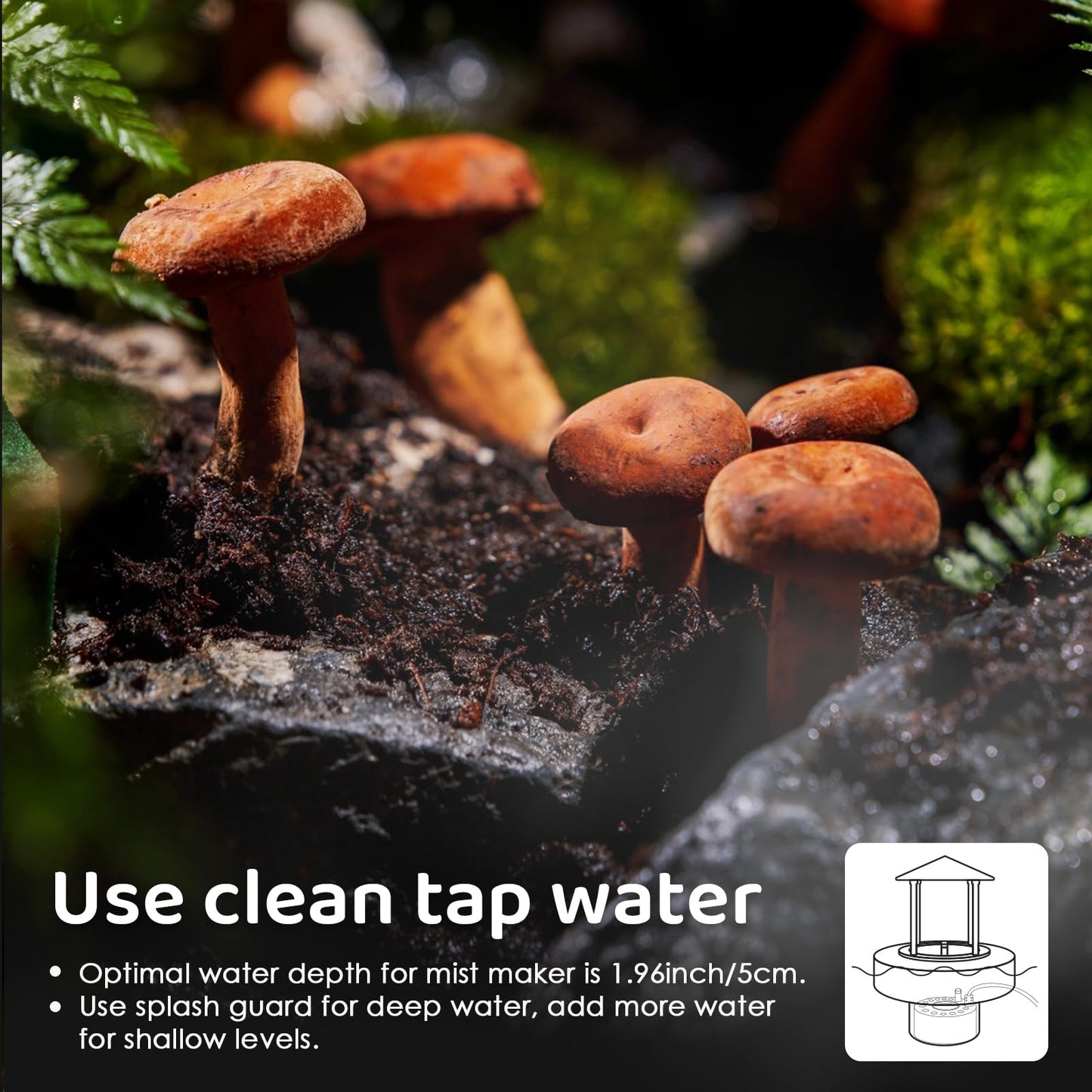 Mxmoonant 350ml/H Ultrasonic Mist Maker Fogger Metal Atomizer with Removable Splash Guard for Water Fountain Pond Pot Rockery Sink