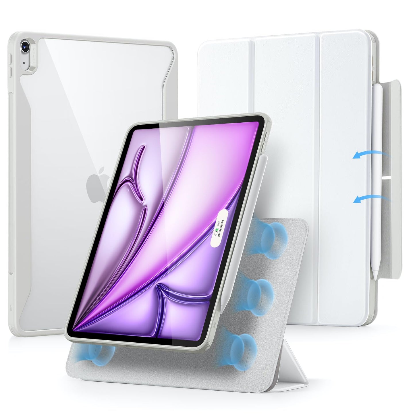 Esr For Ipad Air 13 Inch Case (2025/2024) M3/M2 With Pencil Holder, Removable Magnetic Cover, Vertical Stand, Fully Supports Pen