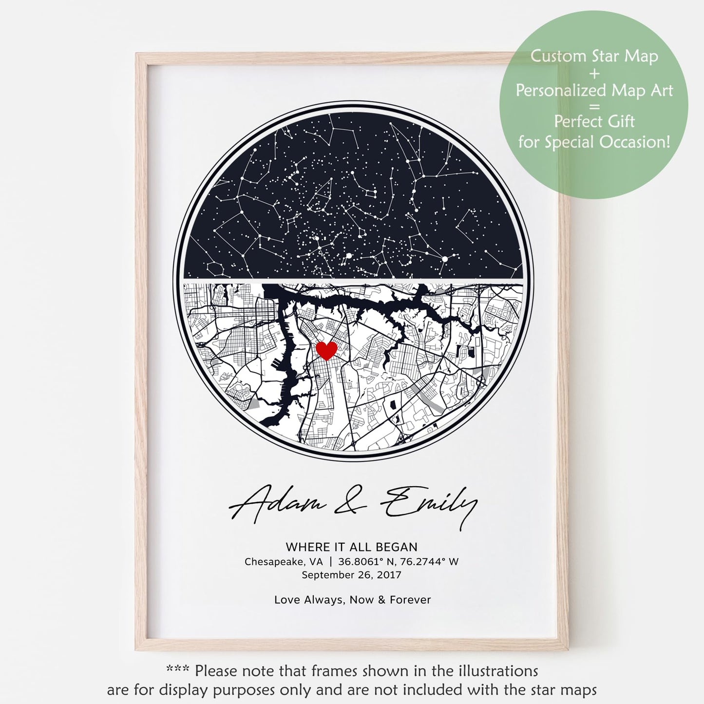 Custom Star Map Print or Canvas (9 Designs, Multiple Sizes), Personalized Constellation Map, Night Sky by date Wall Art, Unique Gift - Special Occasion, Wedding, Anniversary, Valentines Day)