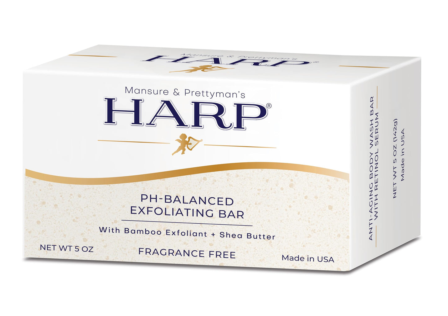 HARP pH-Balanced (5.0-6.0) Exfoliating Body Wash Bar - FRAGRANCE FREE. Bamboo Powder Exfoliation -the perfect consistency. Soap/