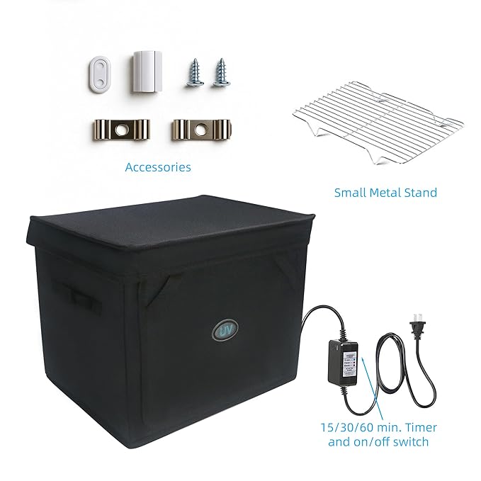 Large UV Sanitizer Box, 36L Portable Sanitizing and Cleaning Machine with 3-Level Timer, Foldable UV Cleaner Box for Household Use Like Phone, Towel, Key, Etc. Ozone Free