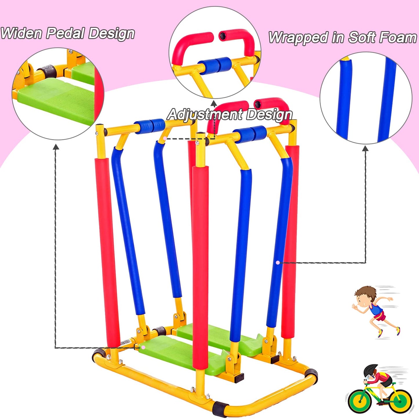 QBDGXFC Children's Treadmill for Kids Fitness Exercise, Kids' Adjustable Fun Exercise Toy, Indoor Outdoor Fitness Equipment, Fitness Exercise Equipment for Kids