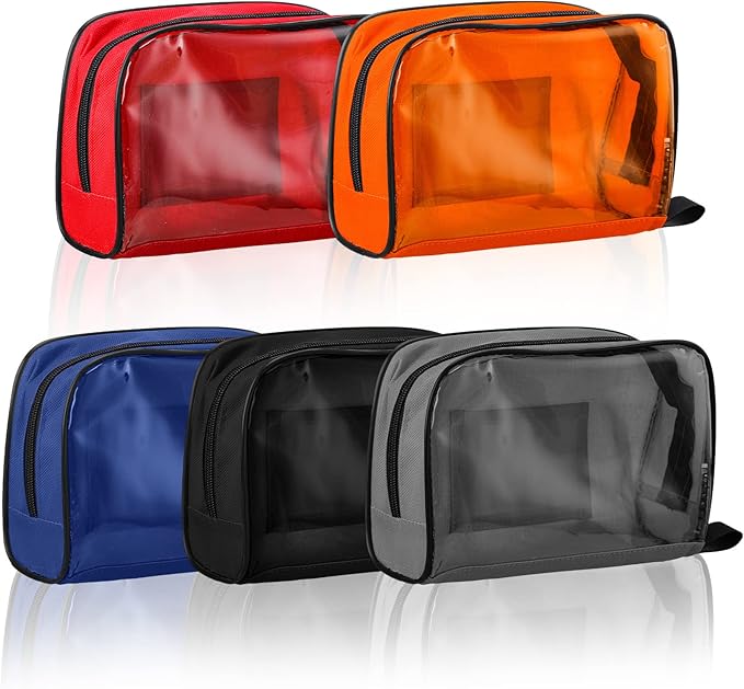 Sosation 5 Pcs 5 Colors First Aid Kit Bag Empty Medical Kit Accessory Pouches Zippered Portable Travel Medicine Bag with T...