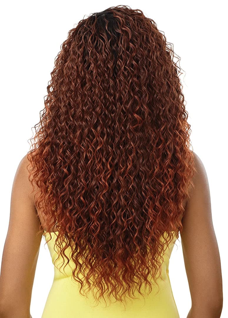 Outre CONVERTI CAP WET AND WAVY STYLE WIG - KISSED BY MIST (Color:DR HONEY BROWN)