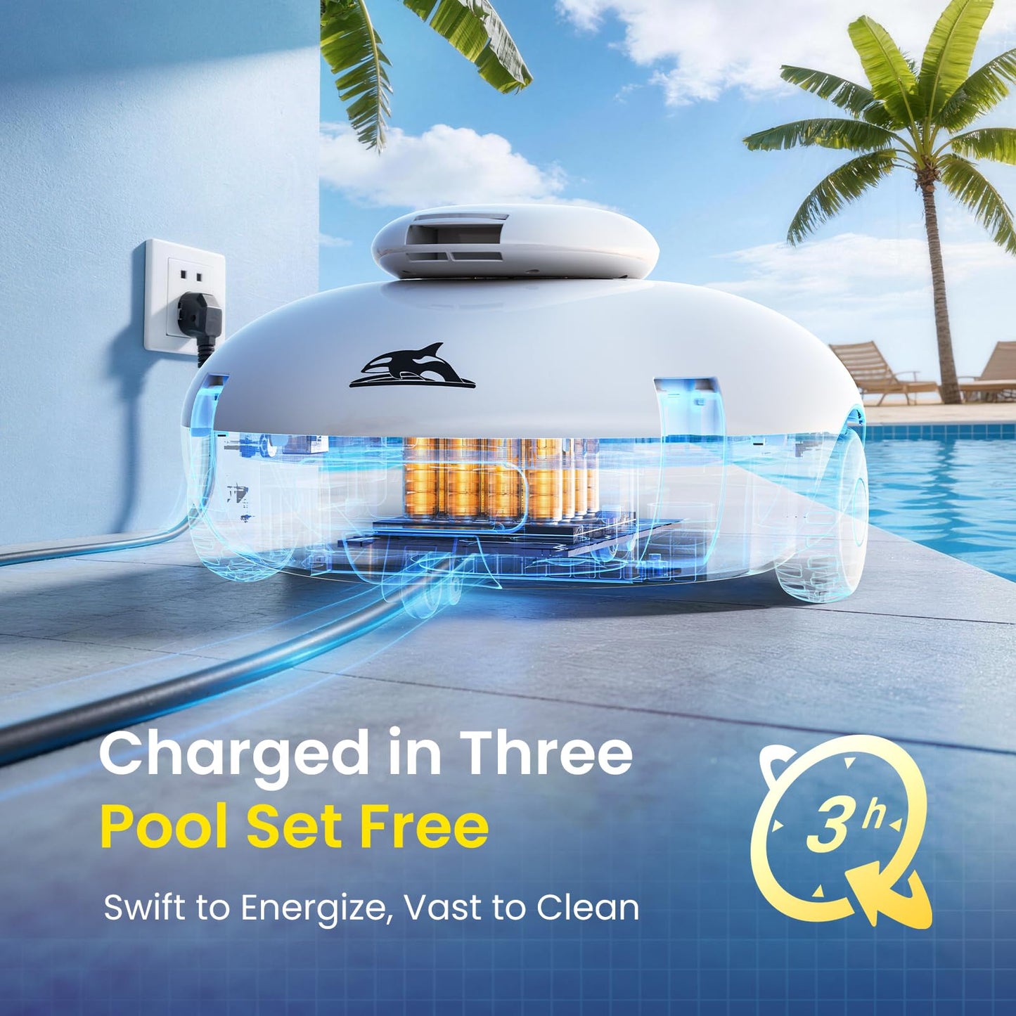 AQUVII K2 Cordless Robotic Pool Cleaner, 120-Min Runtime Pool Vacuum for Above/In-Ground Flat Pools, Strong Suction for Sand & Leaves, Auto-Parking, Covers Up to 860 Sq.ft