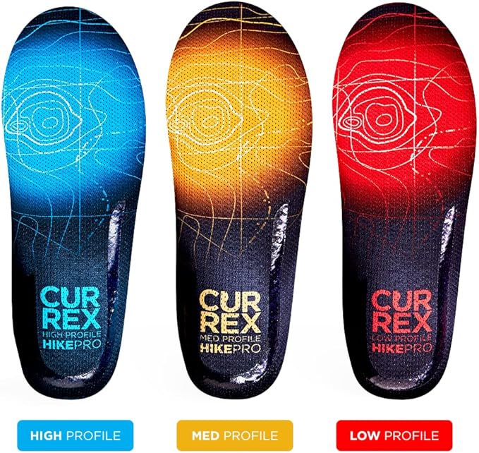 CURREX HikePro Insoles for Hiking Boots & Shoes – Shock Absorbing Inserts to Help Reduce Fatigue and Increase Performance – Anti-Slip Heel Surface for Stability – for Men & Women – High Arch, XS