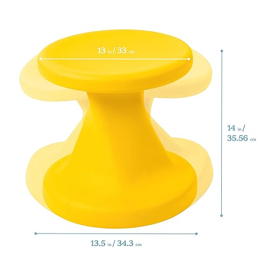 ECR4Kids Twist Wobble Stool, 14in Seat Height, Active Seating, Yellow