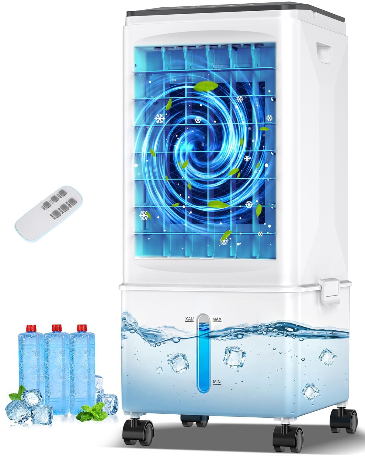 Portable Air Conditioners, Portable AC Unit, Evaporative Air Cooler w/2.5Gal Tank, Fast Cooling, 3 Speeds, Windowless Air Conditioner w/7H Timer, Swamp Cooler for Room Home Office Garage