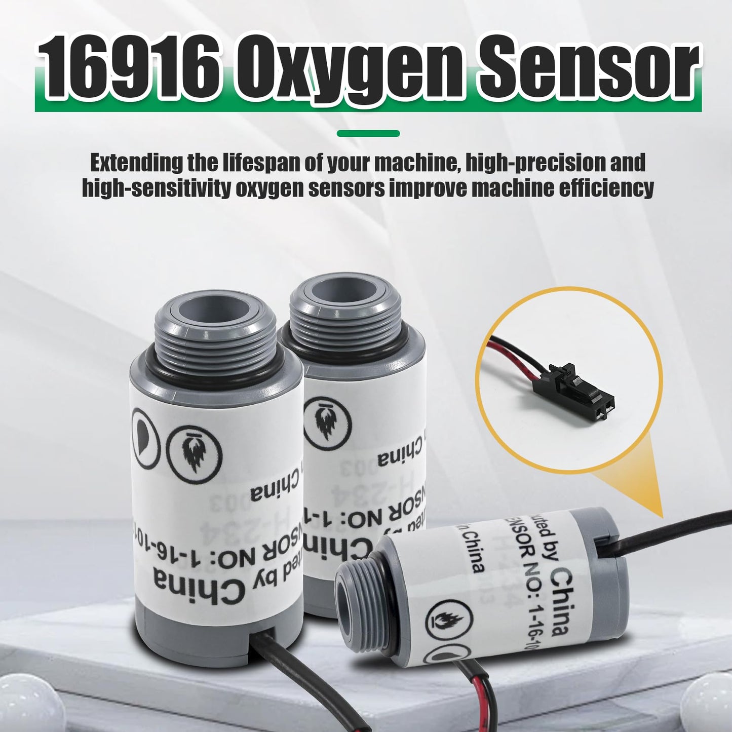 16916 Oxyyen Sensor Replacement Oxygen Sensor for Robinair R-1234yf Machines and 16990/16995 Refrigerant Identifiers Compatible with AC1234-4 / AC1234-4SL / AC1234-4-230 / AC1234-6 / AC1234-9