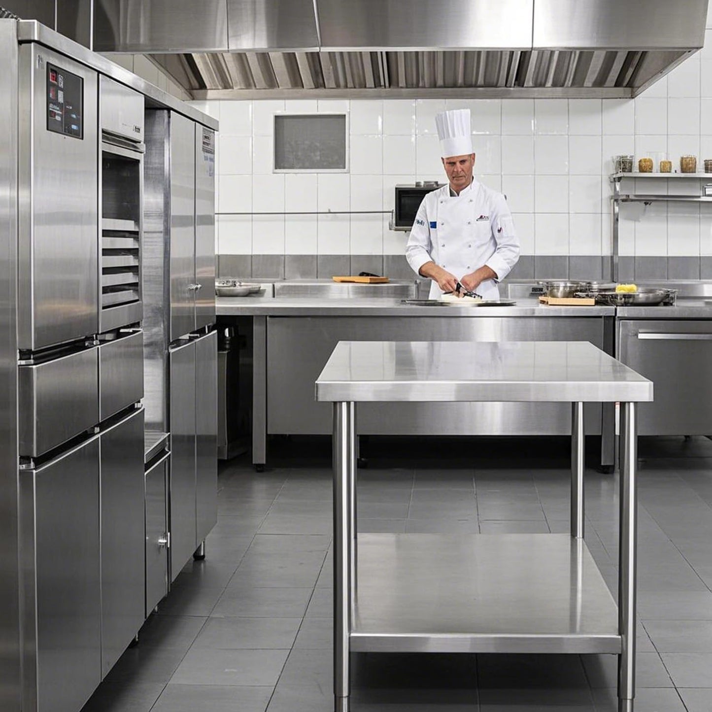 HXCFYP NSF Stainless Steel Table for Prep & Work with Caster 24x24 Inches, Metal Commercial Kitchen Table with Under Shelf and AdjustableTable Foot for Restaurant, Home and Hotel