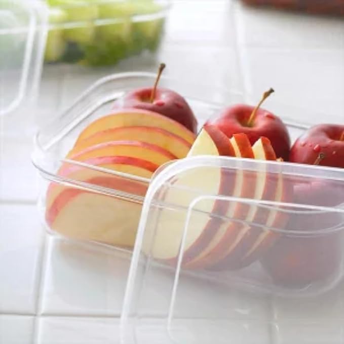 Lustroware Micro Clear Transparent Food Storage Containers with Lids – BPA-Free, Shatterproof, Dishwasher & Microwave Safe, 1.0 qt Stackable Refrigerator Organizer Bins, Made in Japan, Set of 6