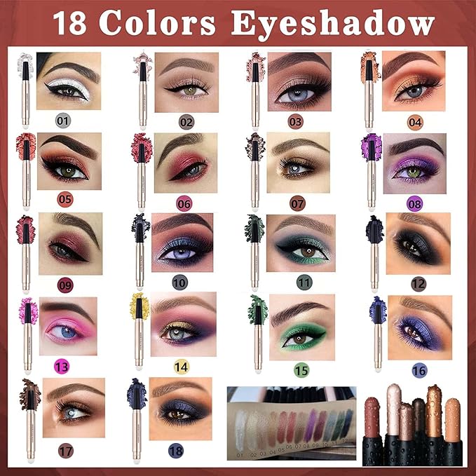 Cream Eyeshadow Stick and Wings Eyeliner Stamp Set Mothers Day Gift, Nude Pink Eye Shadow Pencil Shimmer Smoothing Eyeshadow Pen and Liner,Highlighter Stick, Multi-Dimensional Eye Makeup