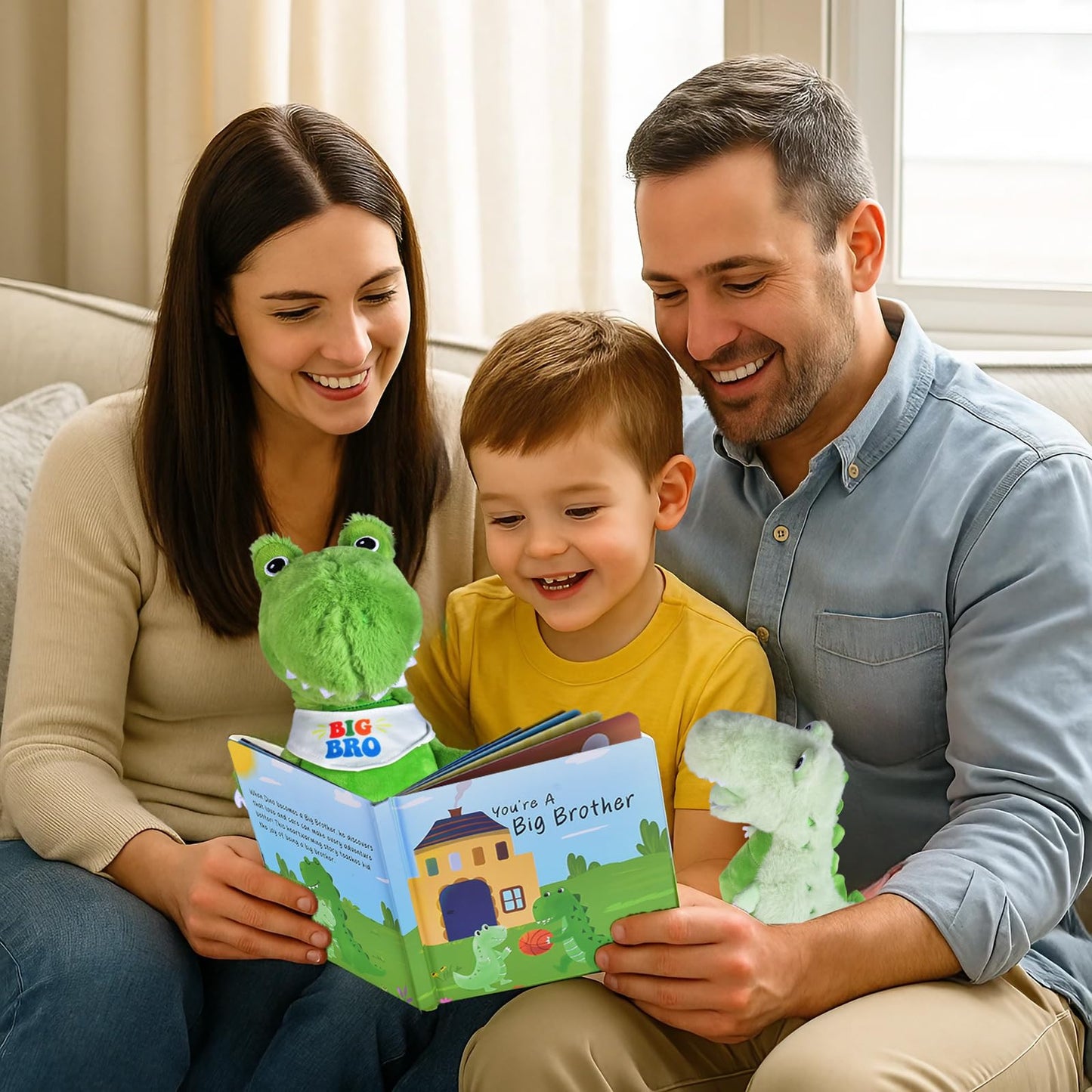 JAJOAGIA Big Brother Gift for Boy for Older Siblings of New Baby Includes Plush Dinosaur with Storybook, Ideal Birthday & Special Occasion Gift for Boys (Big Brother/Little Brother)