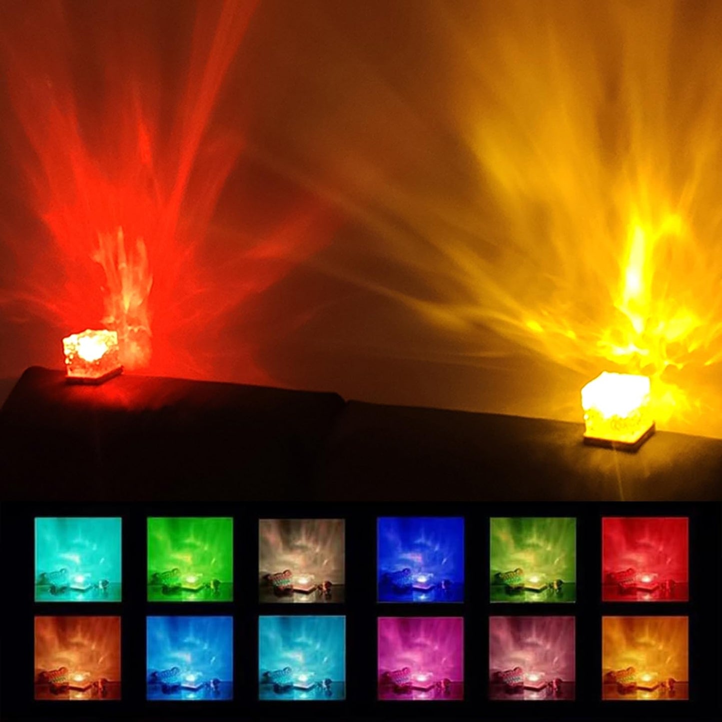 Ocean Wave Projector Light, 16 Colors Rechargeable Luminorthe Cube Lamp with Touch and Remote Control, Bringing Romance and Tranquility