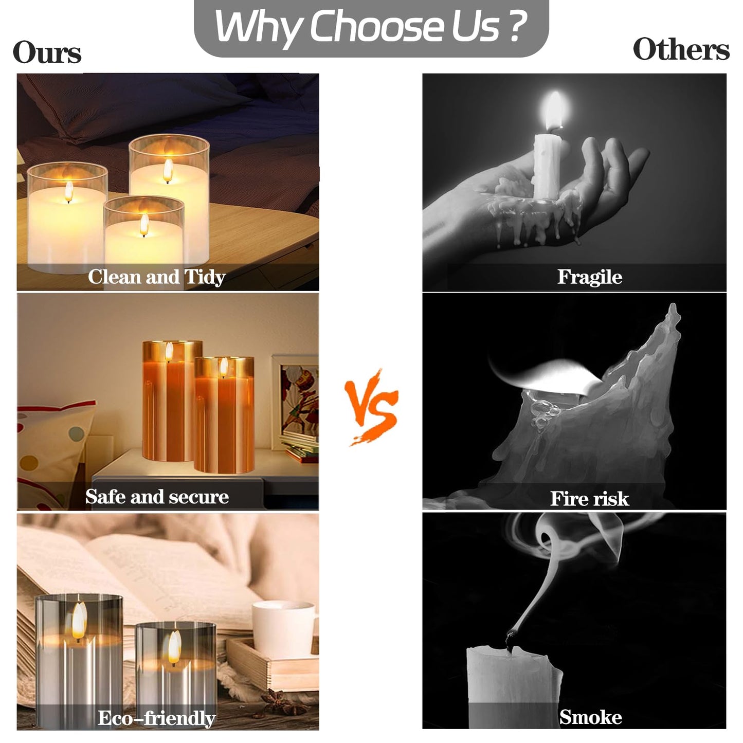 Sudifor Amber Flameless Candles, 5 Pack Battery Operated Candles with Flickering Flame, Large Pillar Candles with 2 Remote and Timer for Party/Hotel/Wedding/Birthday Decoration
