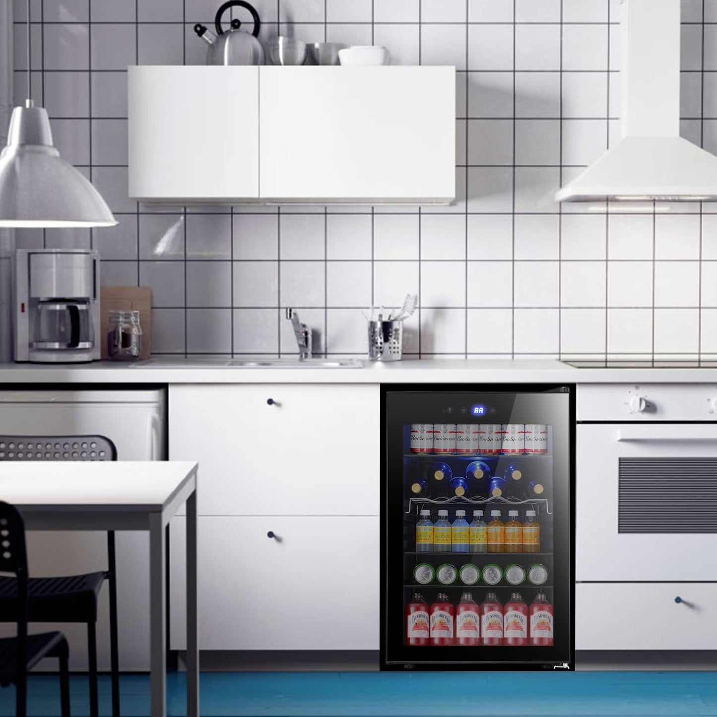 Antarctic Star Beverage Refrigerator -150 Can Mini Fridge for Soda Beer or wine,Small Drink Dispenser, For Office or Bar with Adjustable Removable Shelves，4.5 Cu. Ft. (Black)