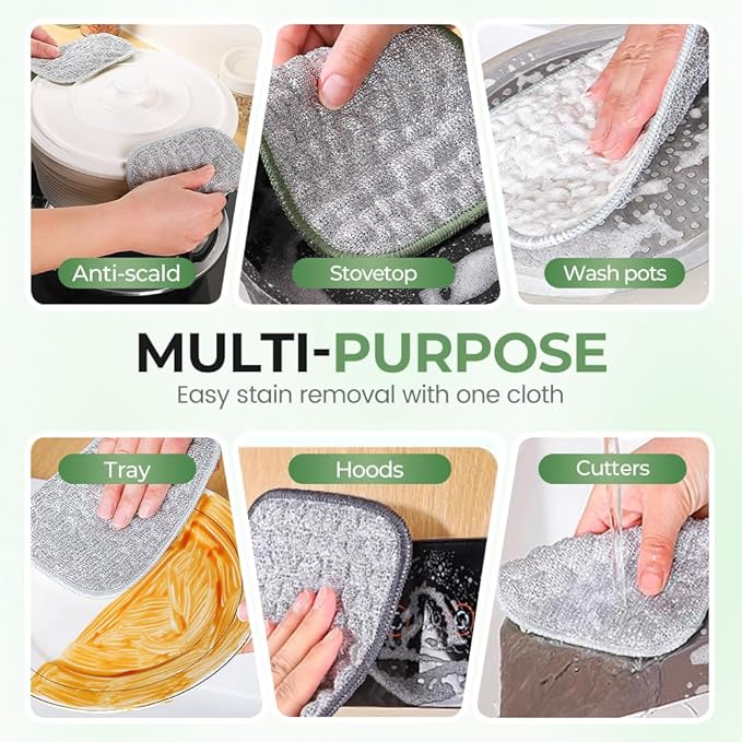Fliwos Non-Scratch Wire Dishcloths, 2025 New Multipurpose Wire Miracle Cleaning Cloths Reusable Kitchen Dishwashing Rags Thickened Dishcloths for Wet and Dry (5 Pcs)