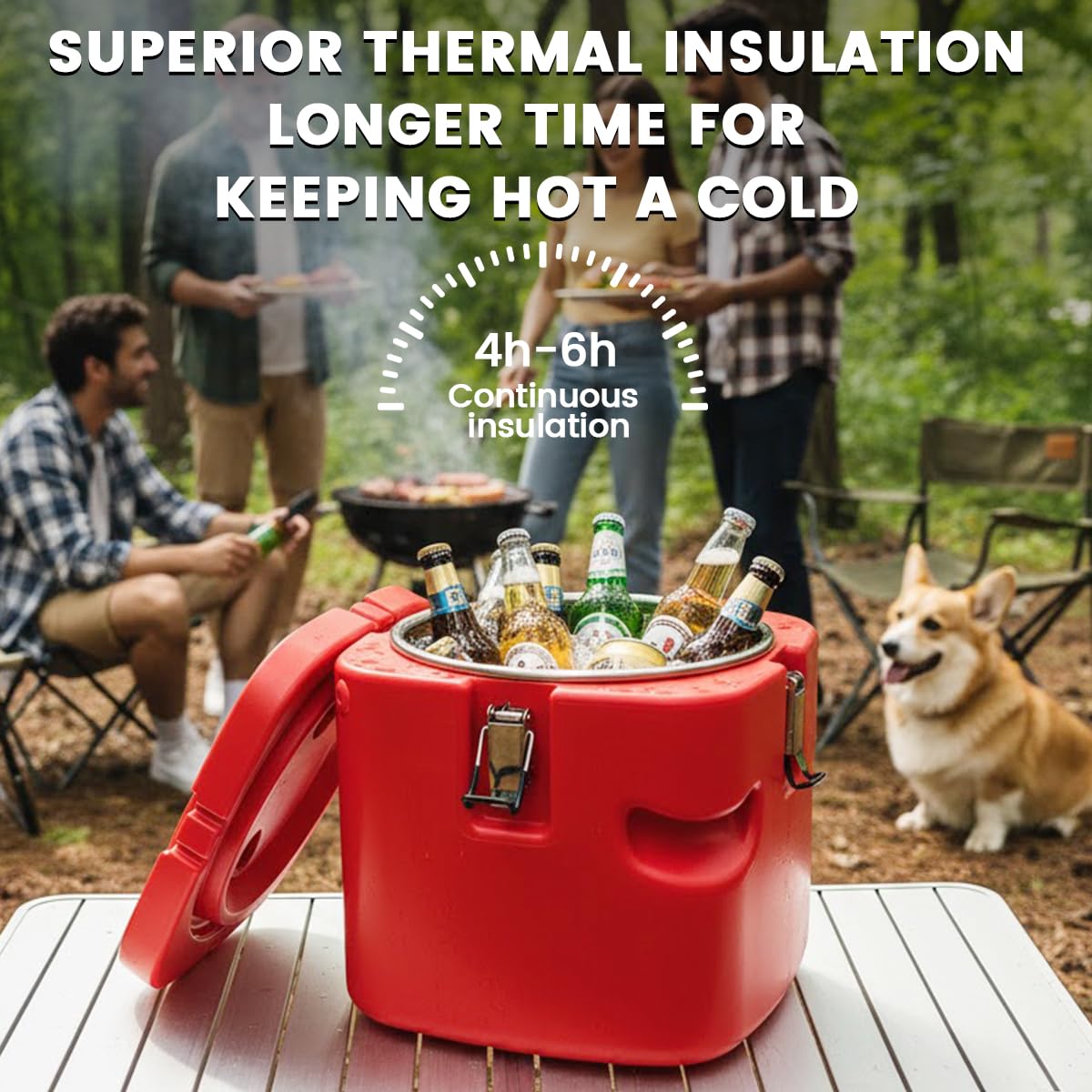 4.23 Gallon Insulated Soup Container Commercial Food Warmer for Hot or Cold Food, 17 QT hot Boxes for Catering,Food Cooler with 4 Buckles, Handles,Soup Carrier for Restaurant, Canteen,Home