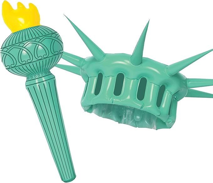 Beistle Inflatable Statue of Liberty Crown & Torch, Patriotic Party Accessories, 4th July Outfit for Parades Events, Crow...