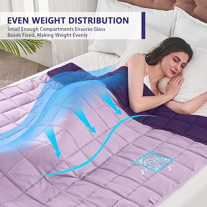 King Size Weighted Blanket for Adults (20 lbs, 80” x 87”, Purple) Cooling Heavy Blanket for Sleeping Perfect for 190-210 lbs, Breathable Blanket for Adults & Couple All Season, Machine Washable