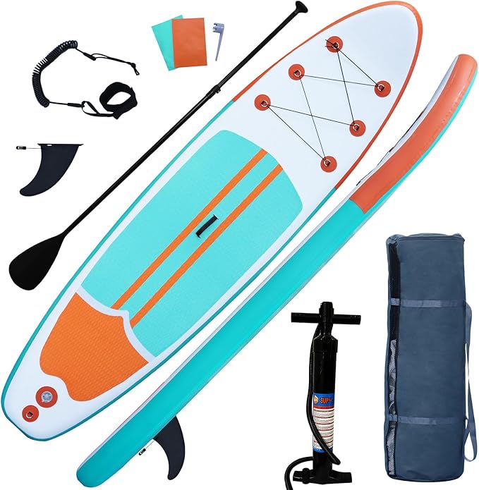 XHYCPY Inflatable Stand Up Paddle Board with SUP Accessories, Anti-Slip EVA Deck, 10’4’’ Inflatable Paddle Boards for Adul...