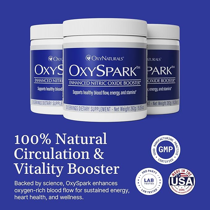 OxySpark Nitric Oxide Supplement for Men & Women | Support Energy, Circulation & Stamina | L-Citrulline, ViNitrox™ & Beet Root Powder | 30 Servings (1 Bottle) | Made in USA