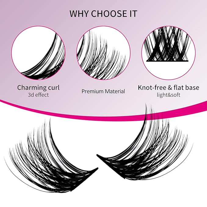 Lash Clusters 15-20mm 96Pcs Individual Lashes Cluster Mixed Tray D Curl Lash Clusters DIY Eyelash Extensions Individual Cluster Lashes DIY Lash Extension Kit Home (F2-0.07D, 15-20mm)