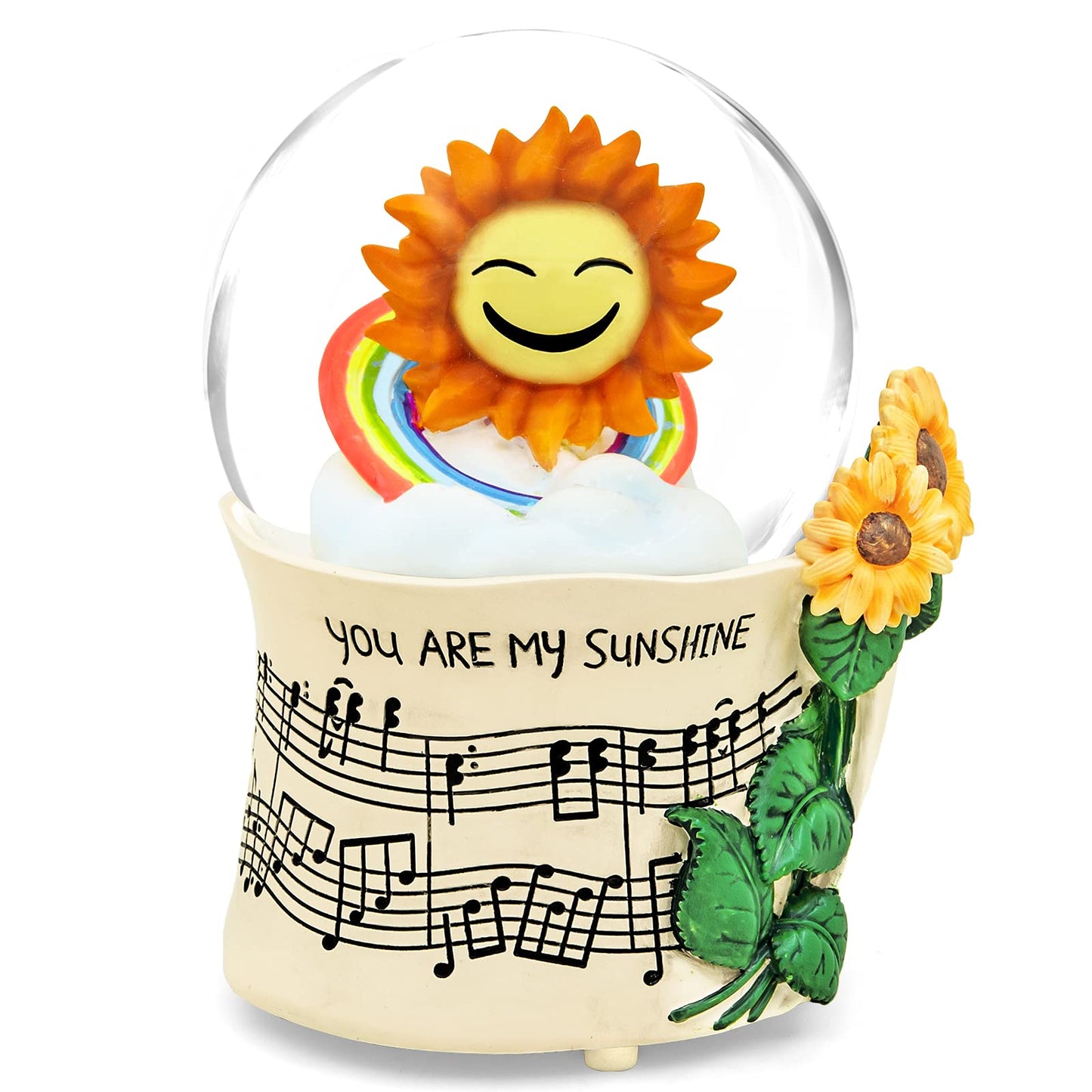 Sunflower Music Box Snow Globe, for Mom Wife Girlfriend Grandma Women Girls Anniversary Birthday, Flower Snowglobe Musical Box with Light Play You are My Sunshine